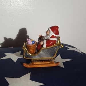 Elsa Creation Santa on Sled Limoges box